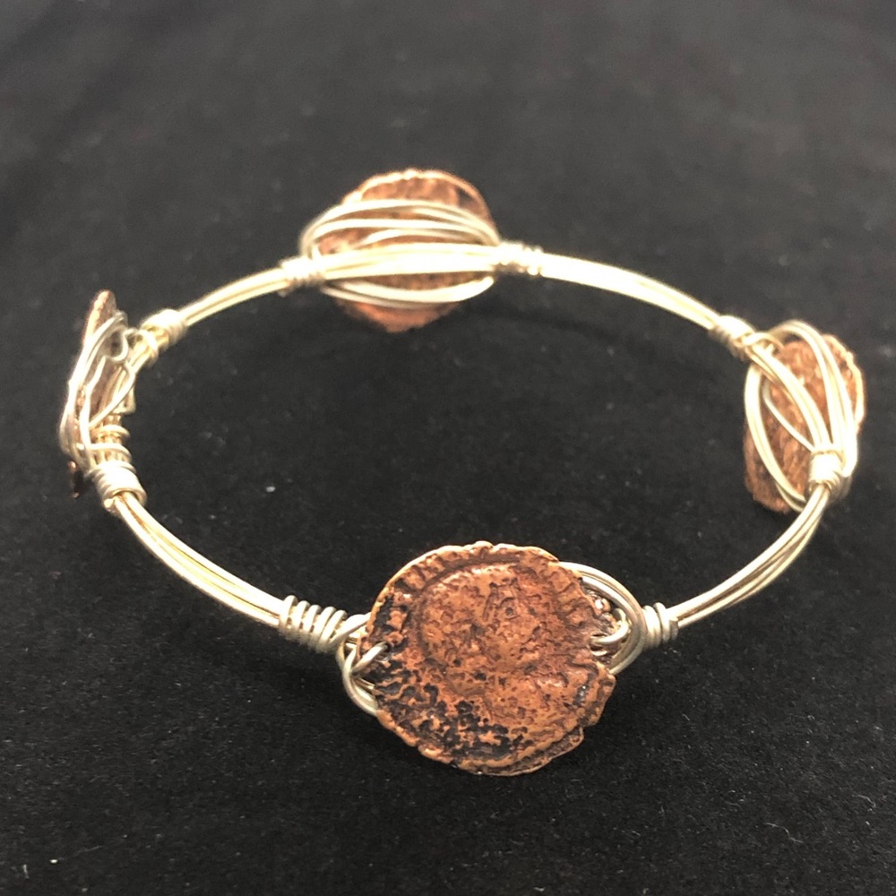 Hammered Copper Coin Bracelet